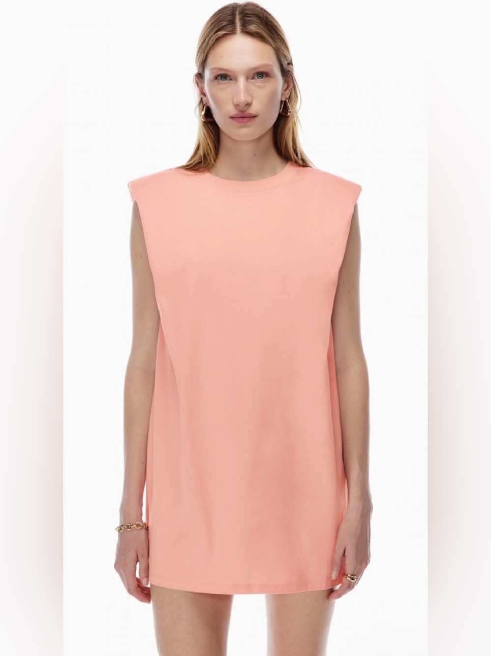 NWT- Babaton- Sleeveless Shoulder Pad Crew-neck Dress- S